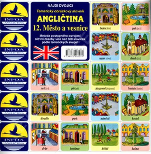 Obrázek produktu: Najdi dvojici - Angličtina -12. Město a vesnice  /pexeso/