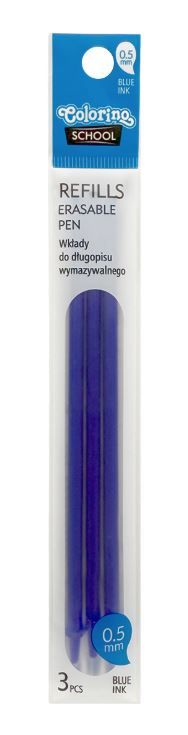 Obrázek produktu: Náplň do gumovatelného pera Colorino s víčkem 0,5 mm, 3 ks - modrá