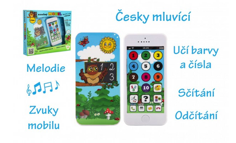 Obrázek produktu: Naučný mobilní telefon s krytem Moudrá sova na baterie a se zvukem