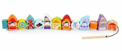 Obrázek produktu: Navlékací trpaslíci  - navlékací set - 13 dřevěných dílů a 8 předloh