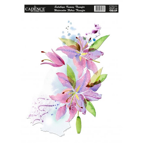 Obrázek produktu: Nažehlovací obrázek na textil Cadence - akvarelová lilie, 25 × 35 cm
