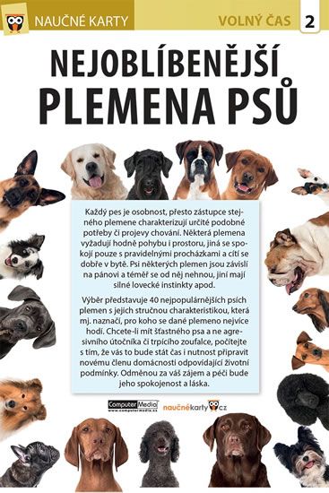 Levně Nejoblíbenější plemena psů - Naučná karta