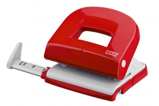 NOVUS Děrovačka E 216, 16 listů - červená lesklá
