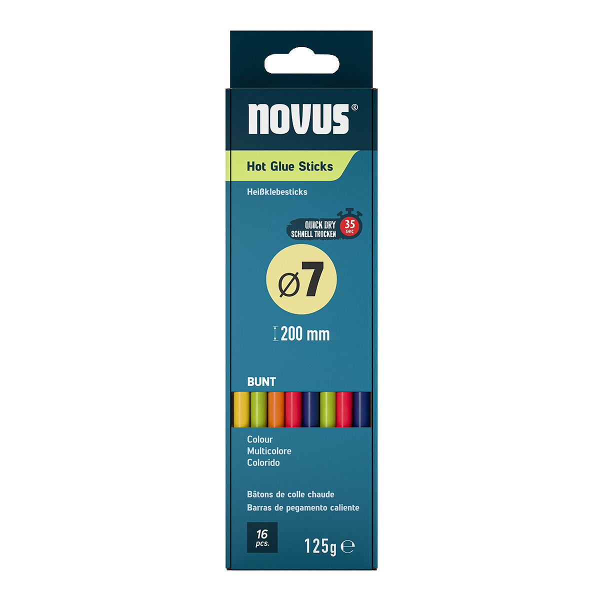 NOVUS Tavné tyčinky, Ø 7 mm, 16 ks, mix barev - 20 cm