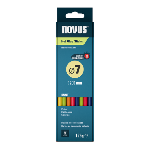 Obrázek produktu: NOVUS Tavné tyčinky, Ø 7 mm, 16 ks, mix barev - 20 cm