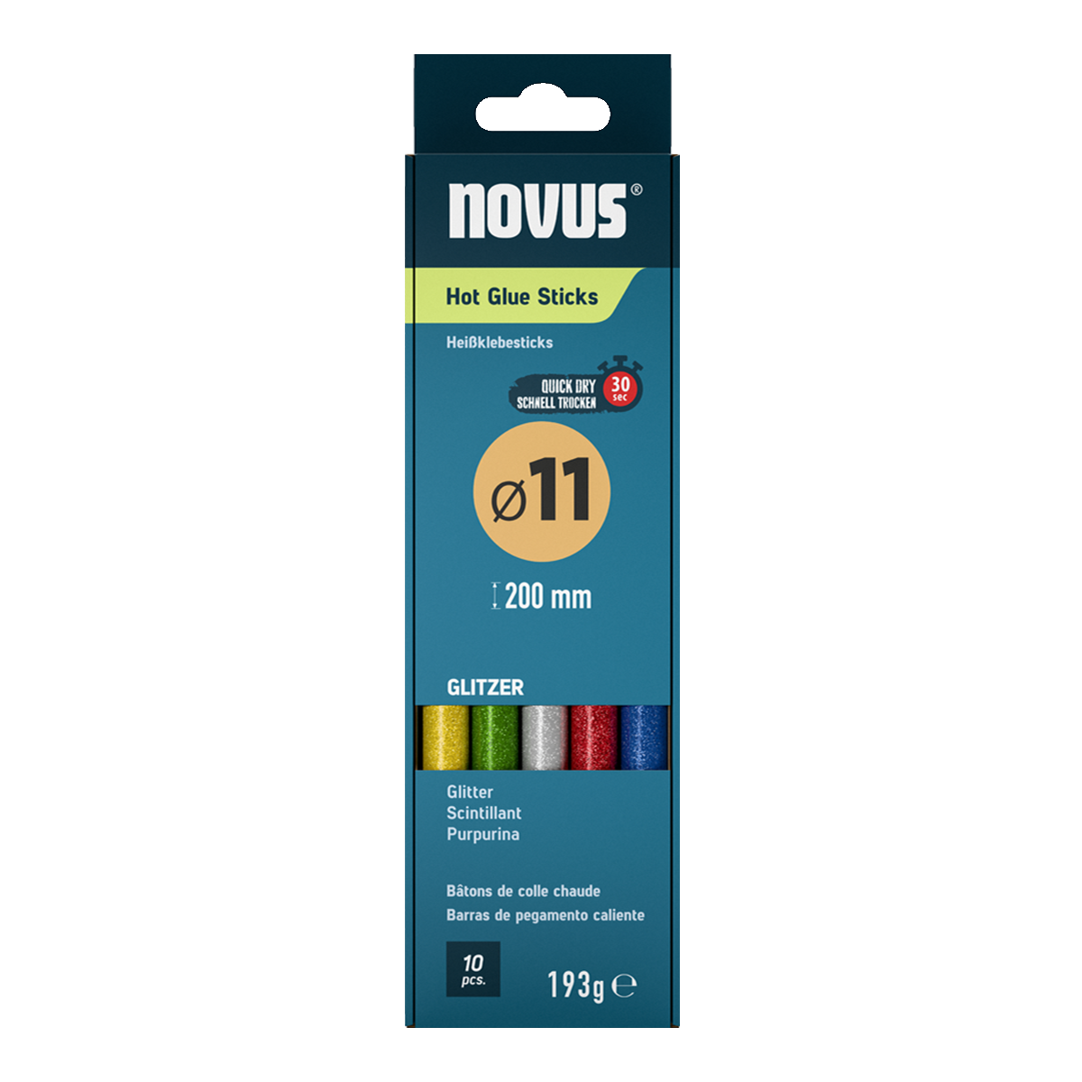 NOVUS Tavné tyčinky - se třpytkami Ø 11 mm, 10 ks - 20 cm