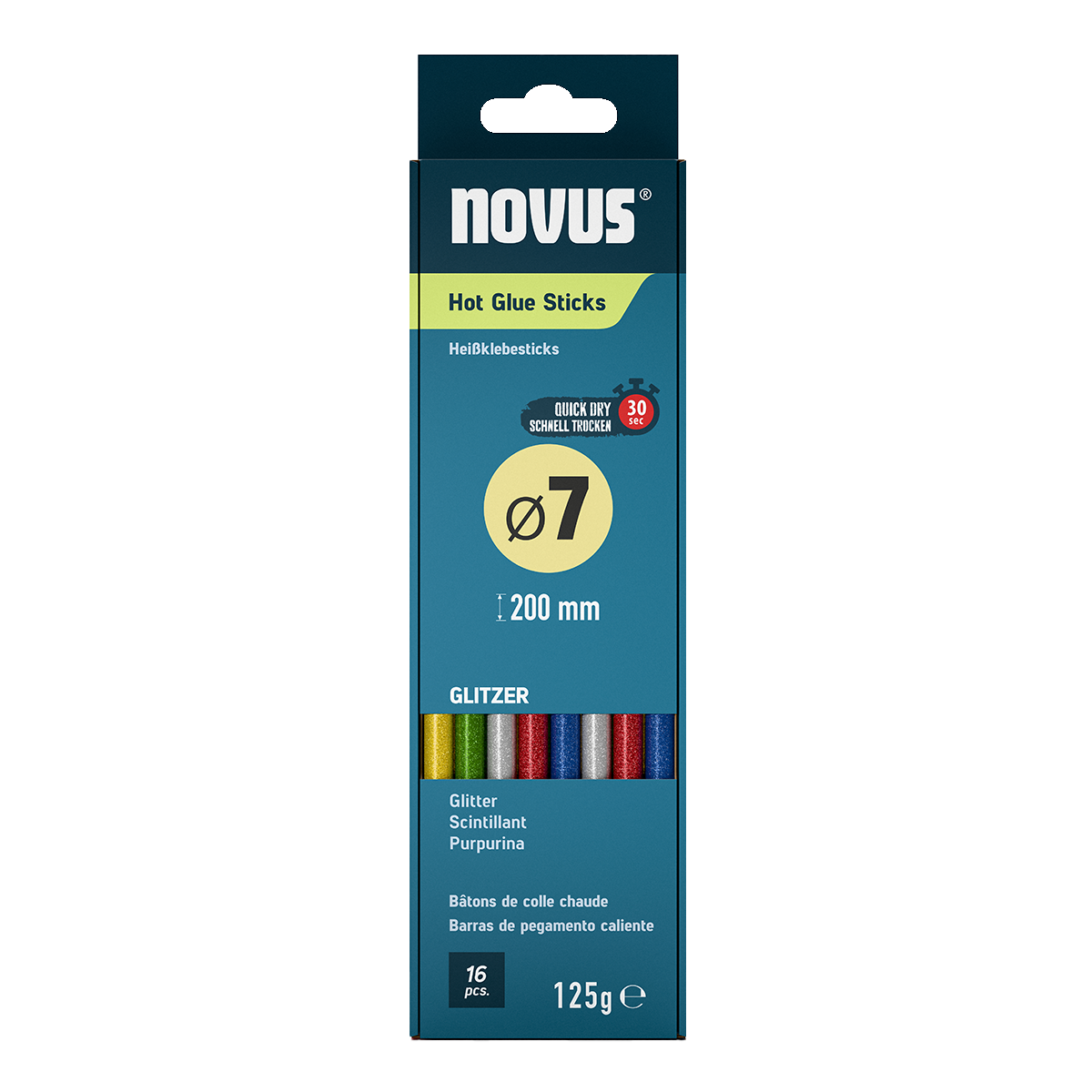 NOVUS Tavné tyčinky - se třpytkami, Ø 7 mm, 16 ks - 20 cm
