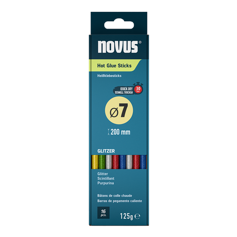 Obrázek produktu: NOVUS Tavné tyčinky - se třpytkami, Ø 7 mm, 16 ks - 20 cm