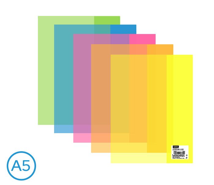 Obal na sešity LUMA A5 180 mic - sada 10 ks, mix neon barev