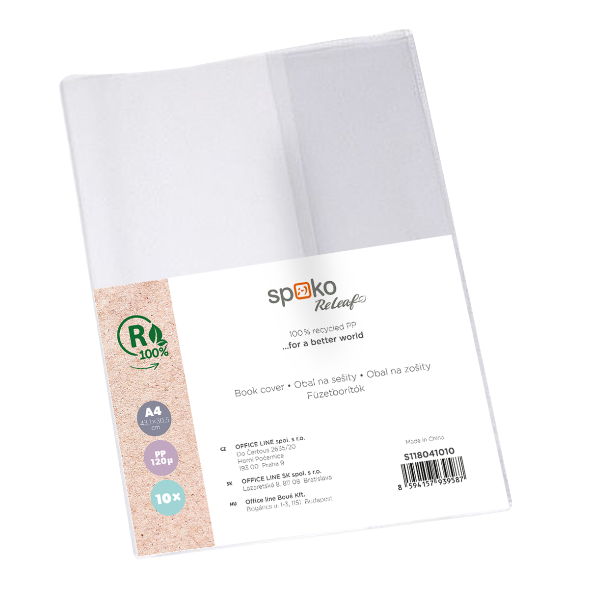 Obal na sešity Spoko ReLeaf A4 recykl PP transparentní - 10 ks