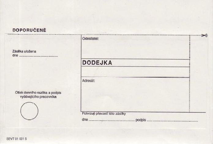 Obálka s dodejkou /bílá/ samopropis, samolepící