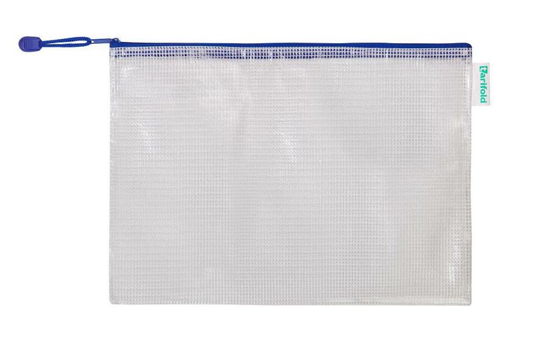 Obálka se zipem A4, PVC síťovina - modrá