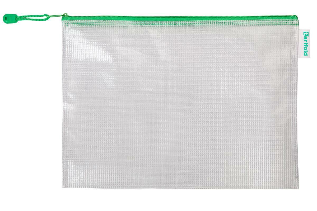 Obálka se zipem A4, PVC síťovina - zelená
