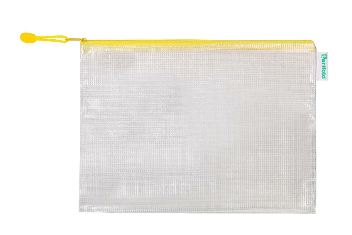 Obálka se zipem A4, PVC síťovina - žlutá