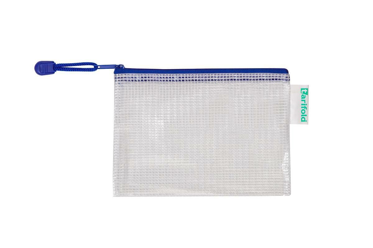 Obálka se zipem A5, PVC síťovina - modrá