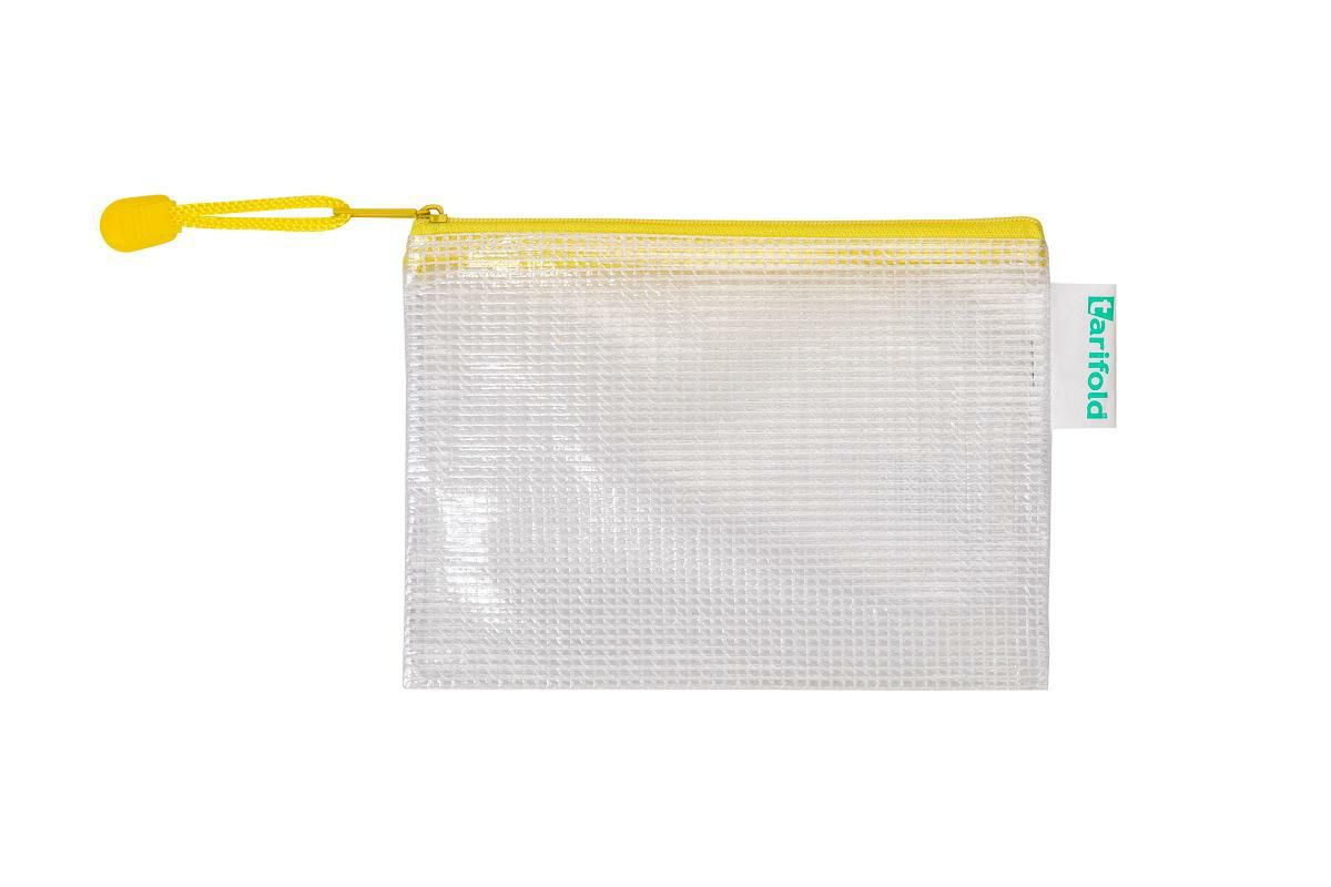 Obálka se zipem A5, PVC síťovina - žlutá
