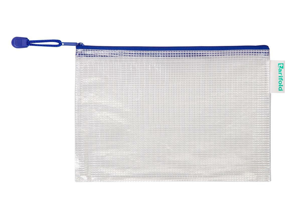Obálka se zipem A6, PVC síťovina - modrá