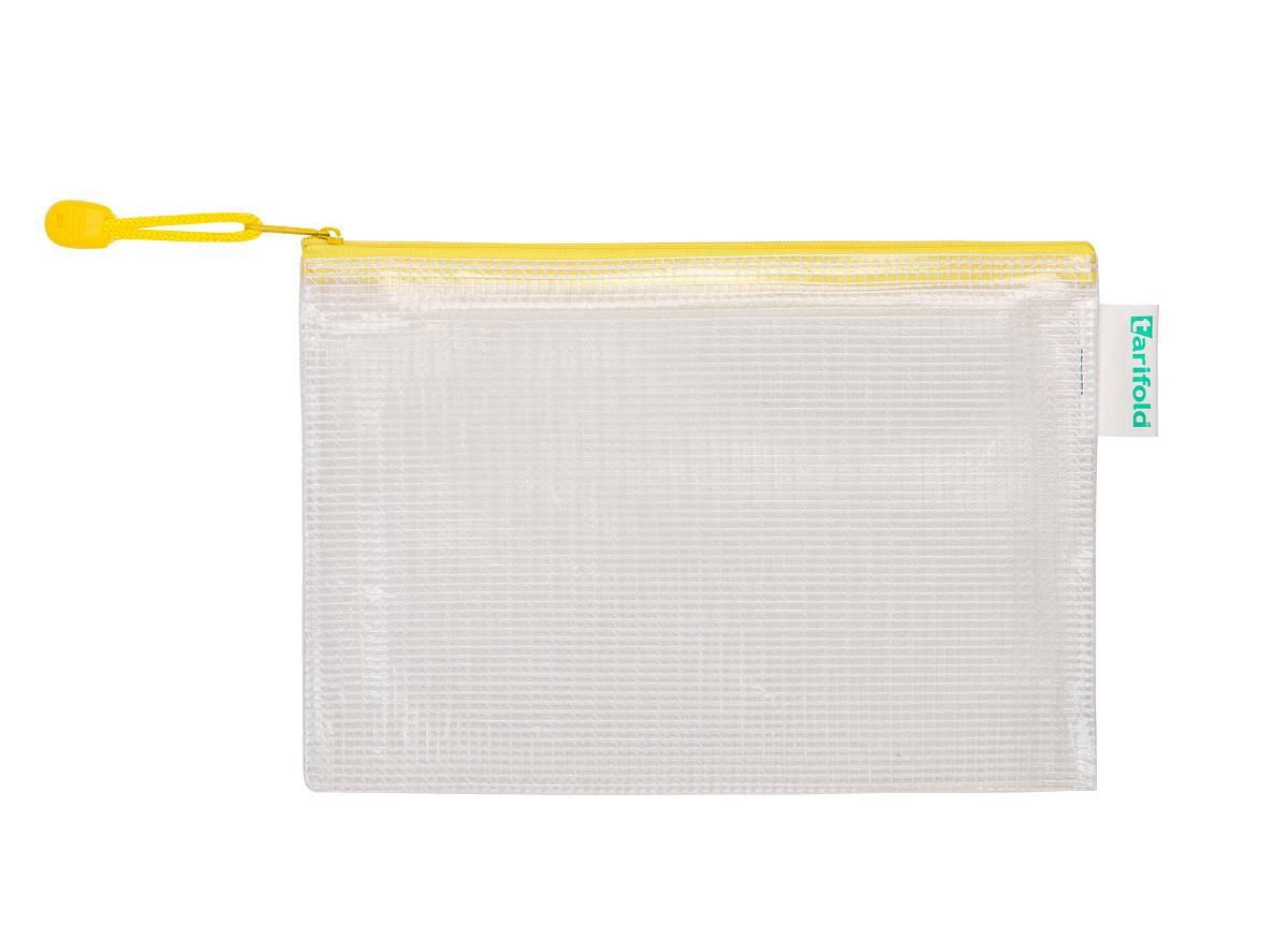 Obálka se zipem A6, PVC síťovina - žlutá