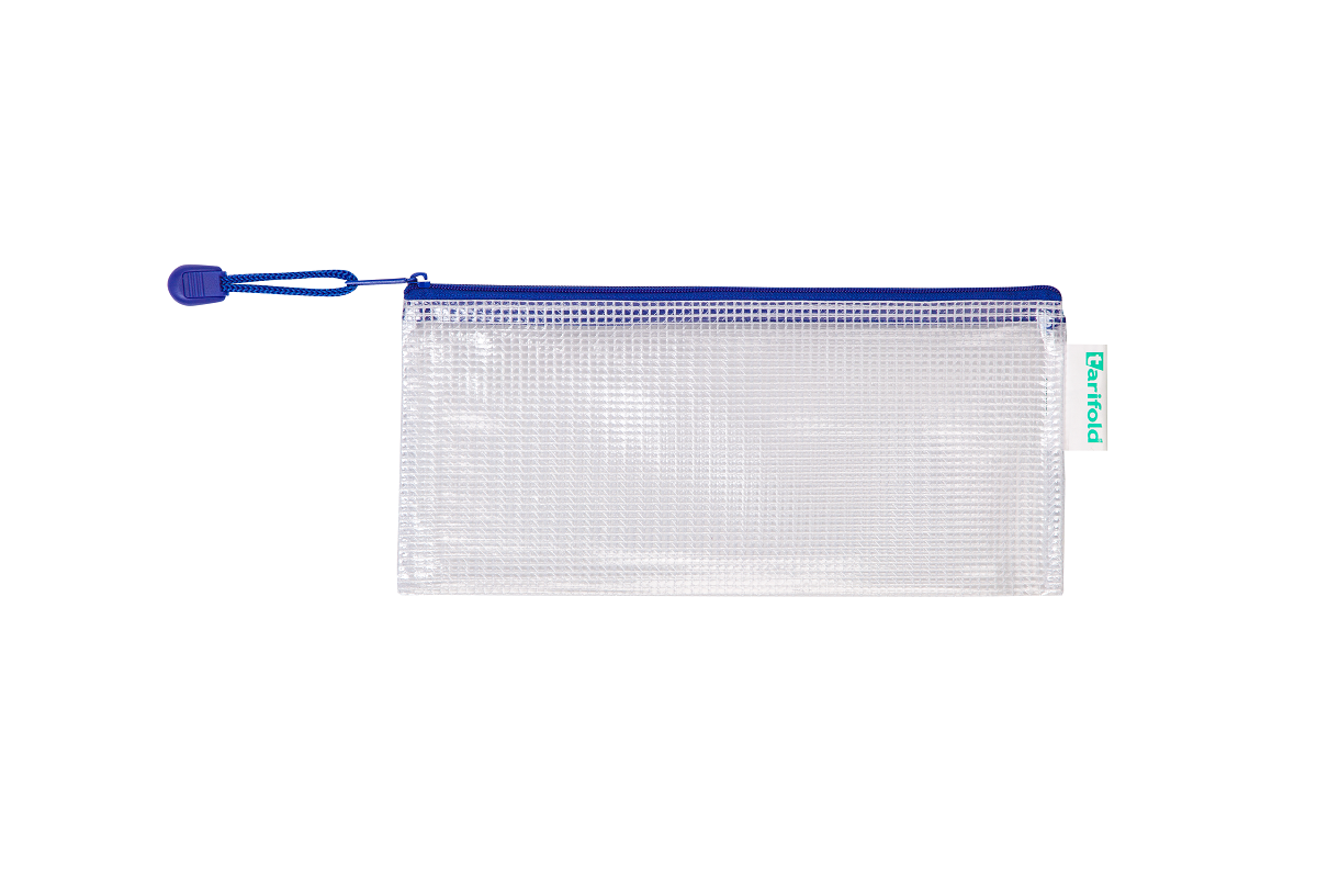 Obálka se zipem DL, PVC síťovina - modrá