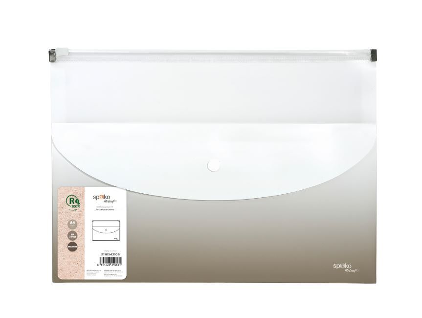 Obálka se zipem Spoko ReLeaf A4 + kapsa s drukem PP Gradient - šedá