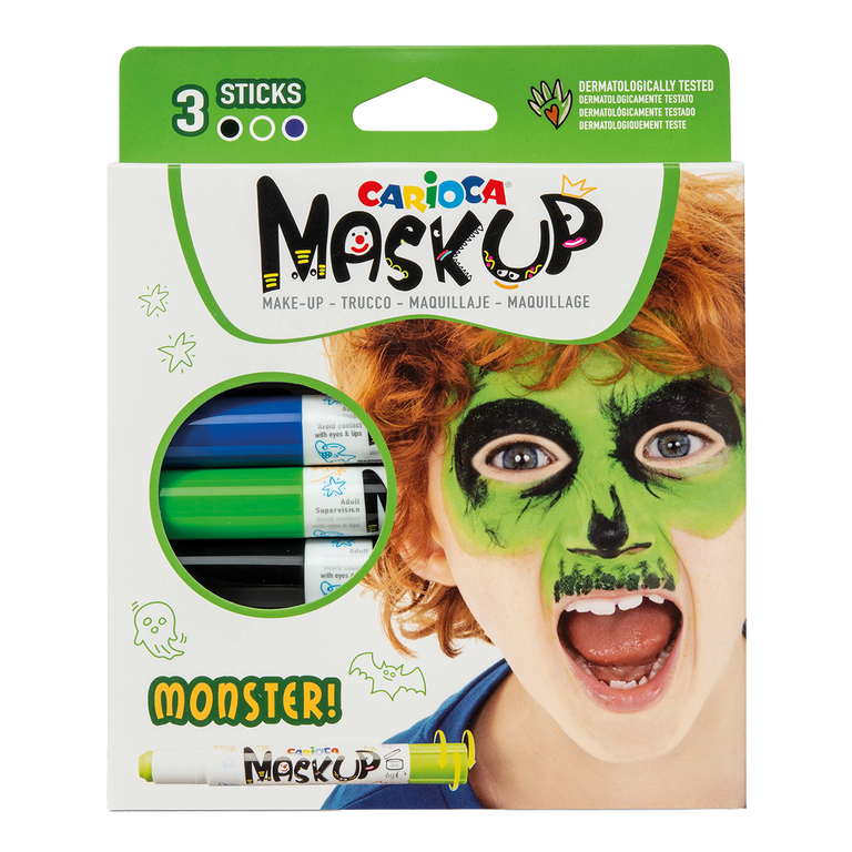 Carioca Mask Up barvy na obličej Monsters 3 ks Carioca