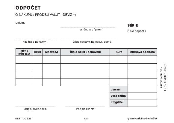 Odpočty - výměna valut/deviz samopropis