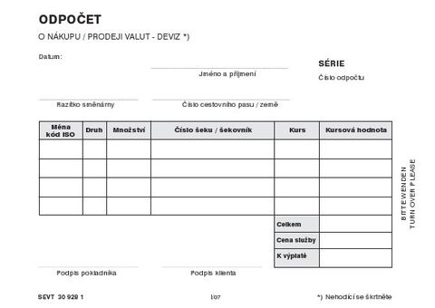 Obrázek produktu: Odpočty - výměna valut/deviz samopropis