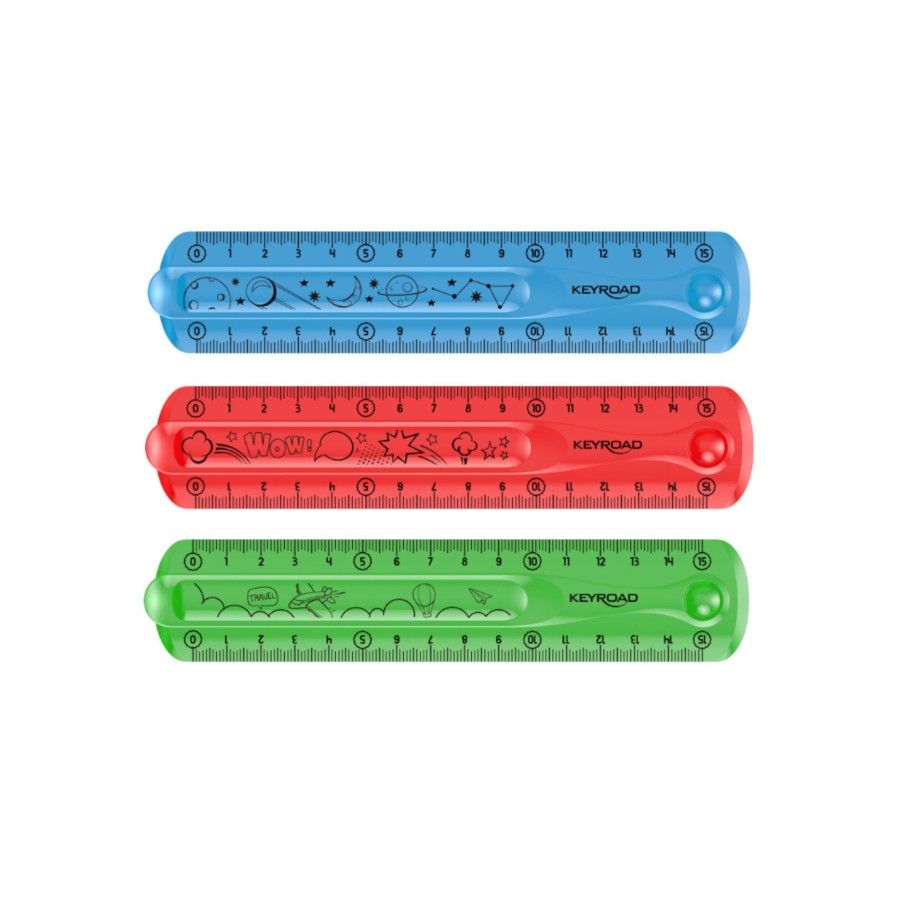 Ohebné pravítko KEYROAD Flexi, 15 cm - mix barev
