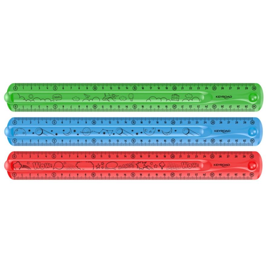 Ohebné pravítko KEYROAD Flexi, 30 cm - mix barev
