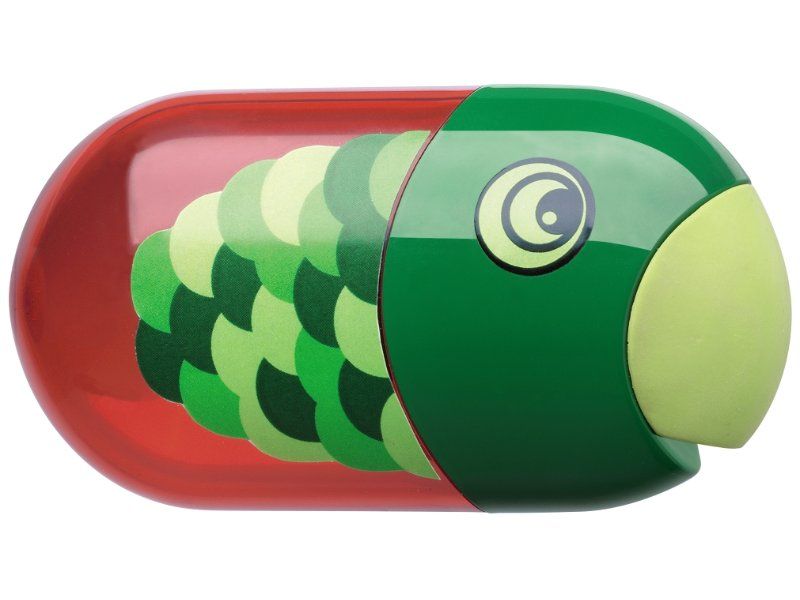 Ořezávátko Faber-Castell dvojité se zásobníkem a pryží - rybička