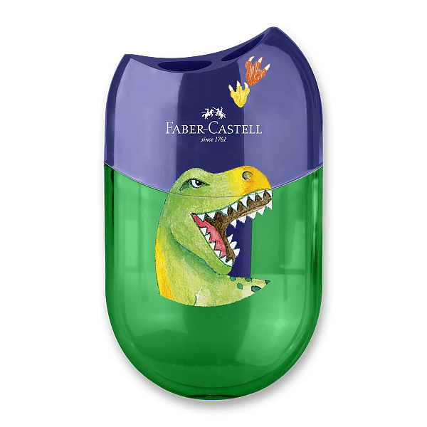 Ořezávátko Faber-Castell Dinosaurus 2 otvory,  s odpadní nádobkou Faber-Castell