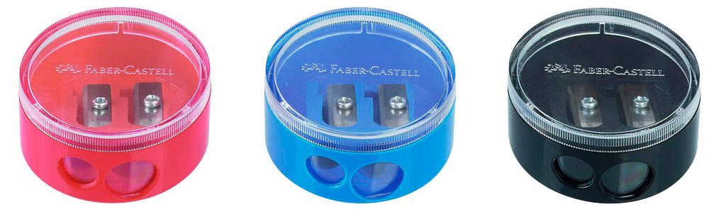 Ořezávátko Faber-Castell dvojité se zásobníkem - mix barev