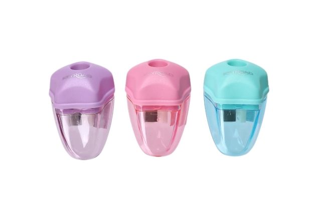 Ořezávátko KEYROAD Star Pastel jednoduché s kontejnerem - mix barev