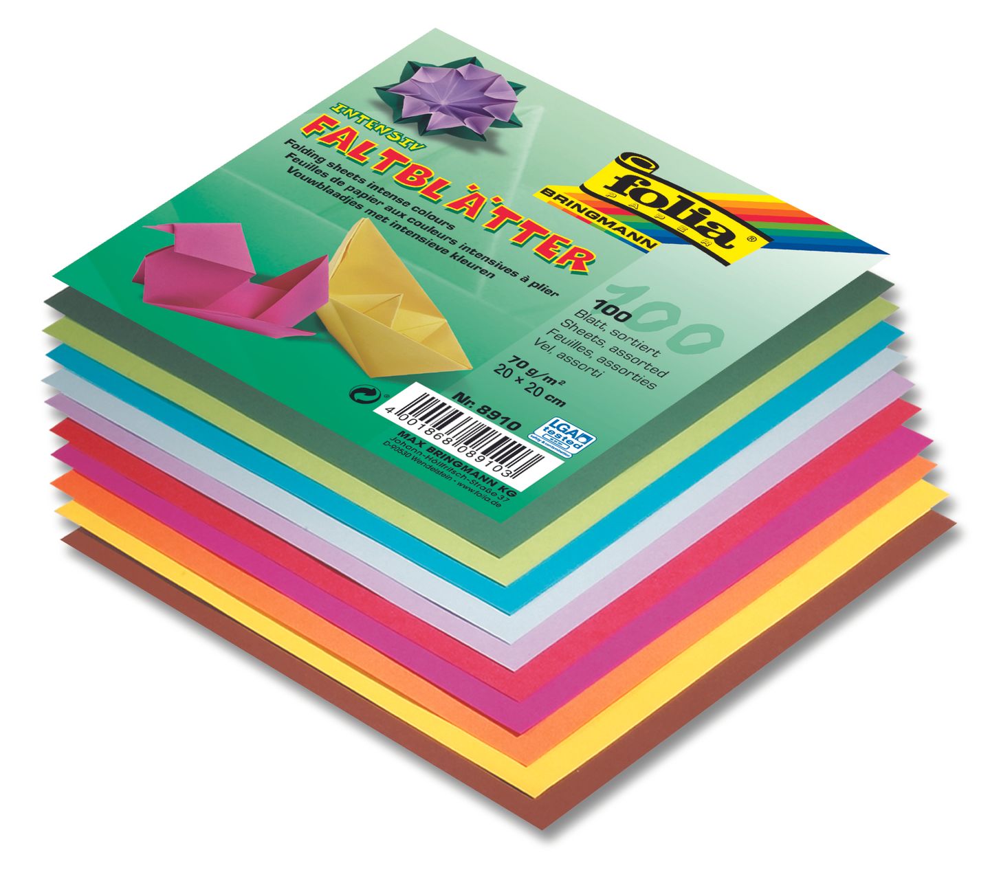 Origami papír barevný 70 g/m2 - 20 × 20 cm, 100 archů