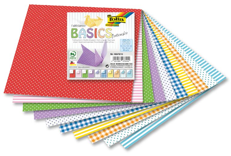 Origami papír Basic intensiv, 80 g/m2 - 10 × 10 cm