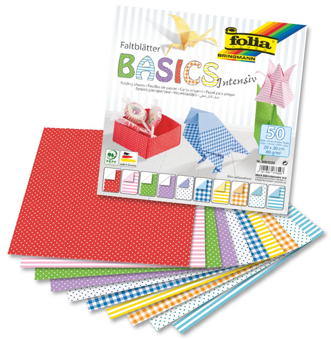 Origami papír Basic intensiv, 80 g/m2 - 20 × 20 cm