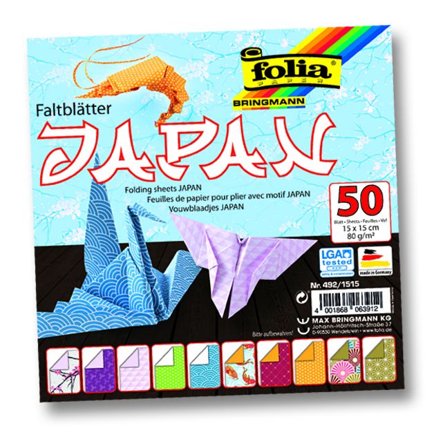 Origami papír Japonsko 80 g/m2 - 15 × 15 cm, 50 archů