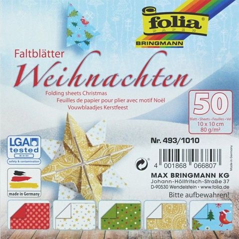 Obrázek produktu: Origami papír Vánoce - 80 g/m2 - 10 × 10 cm, 50 archů