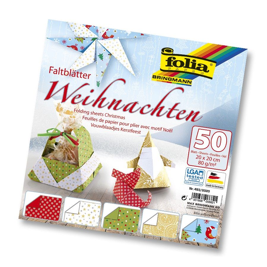 Origami papír Vánoce - 80 g/m2 - 20 × 20 cm, 50 archů