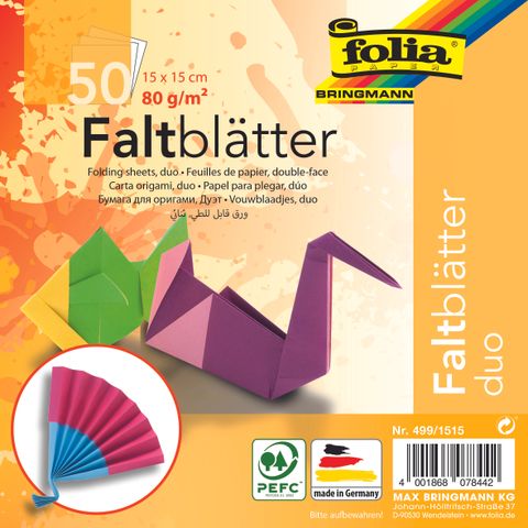 Obrázek produktu: Origami papíry - "Duo" - 80 g/m2 - 15 x 15 cm