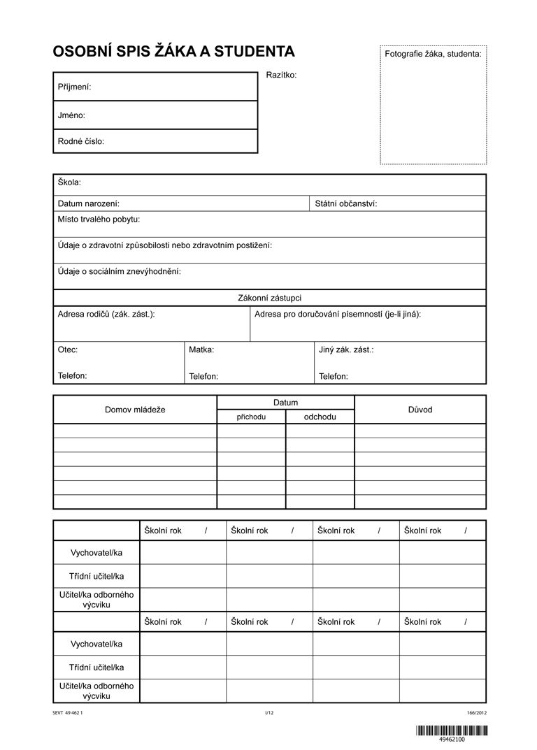 Osobní spis žáka, studenta