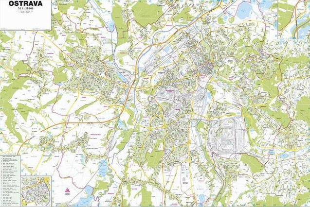 Levně Ostrava -ZES- 1:15 000 000 - nástěnná mapa