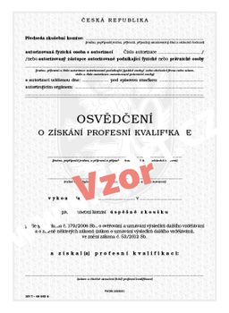 Obrázek produktu: Osvědčení o získání profesní kvalifikace (zkoušky před komisí)