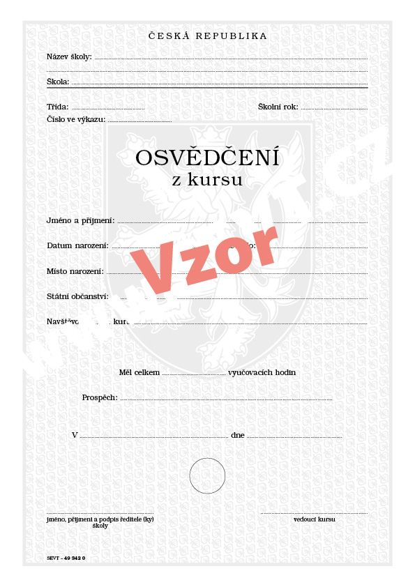 Osvědčení z kursu