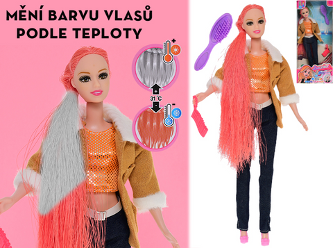 Obrázek produktu: Panenka módní 29 cm s vlasy měnící barvu a doplňky