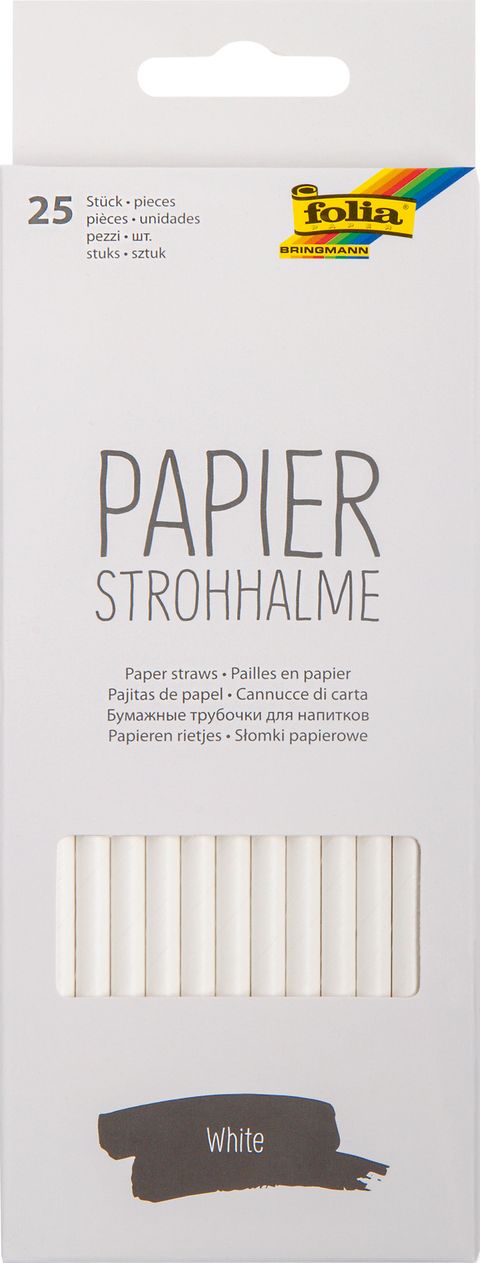 Obrázek produktu: Papírová brčka - sada 25 ks - bílá