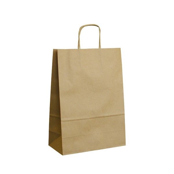 Papírová taška s krouceným uchem 24 × 11 × 33 cm, 90 g - hnědá