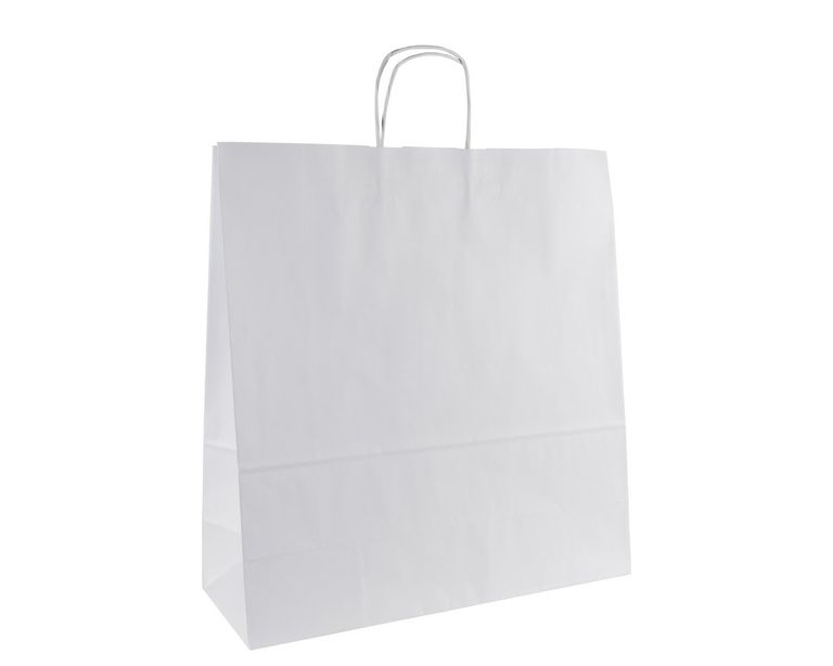 Levně Papírová taška s krouceným uchem 45 × 17 × 48 cm, 100 g - bílá