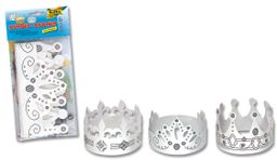 Obrázek produktu: Papírové masky - korunky pro následnou dekoraci - 6 kusů bílé s potiskem