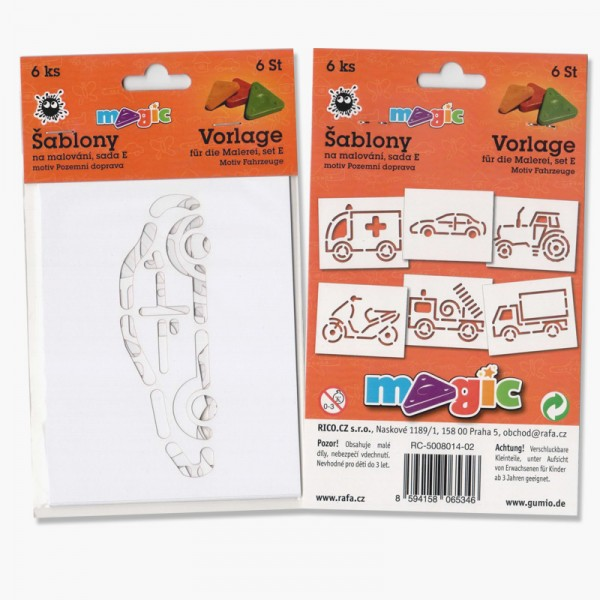 Papírové šablony - Dopravní prostředky - 6 ks